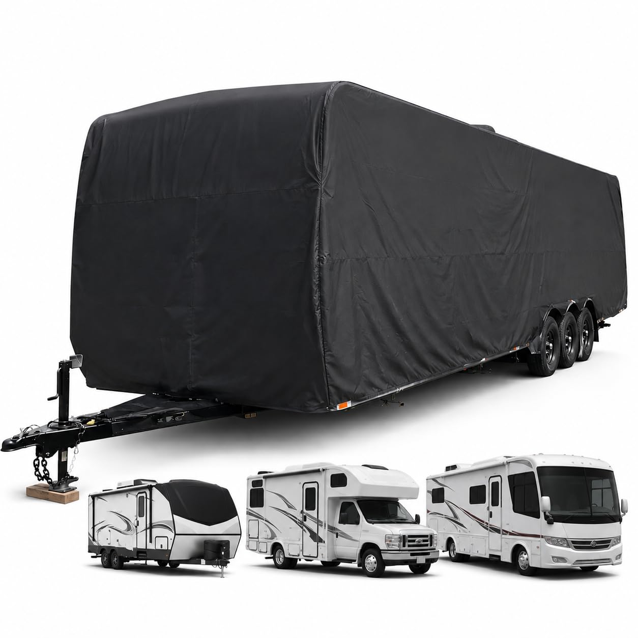 Qoyydsdbl Caravan cover for KZ Durango Half-Ton 256RKT 2018-2026, robust waterproof all-season protection with wind and UV protection, complete cover for motorhomes caravans
