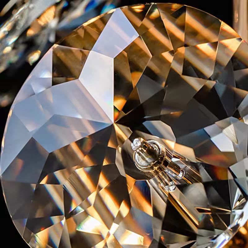 Image of Modern Ring Crystal Chandelier - Luxury Gold Ring Pendant Light for Living Room, Dining Table & Bedroom| 500mm