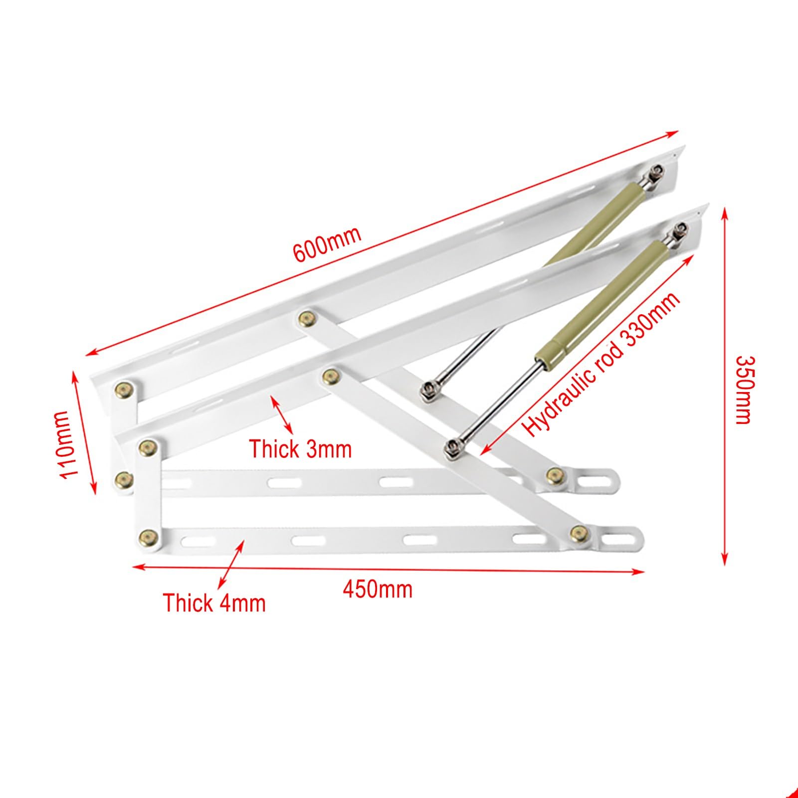 Mecanismo de elevación de cama plegable, puntal de gas de alta resistencia de 60/80/90/100/110/120/150 cm, soporte de tapa con resorte de gas de seguridad, varilla hidráulica con amortiguador, anillo