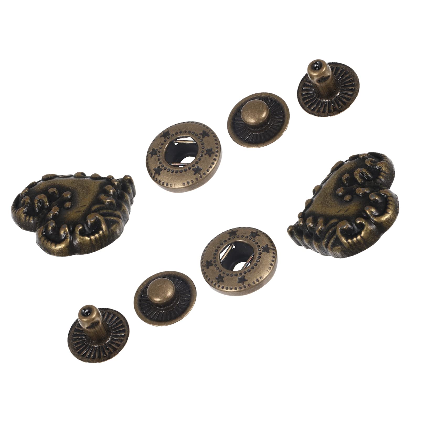 IWOWHERO 10Sets Retro Alloy Snap Fasteners Craft Buttons for Clothes Bags Purses Design Easy to Use for Crafts Repairs