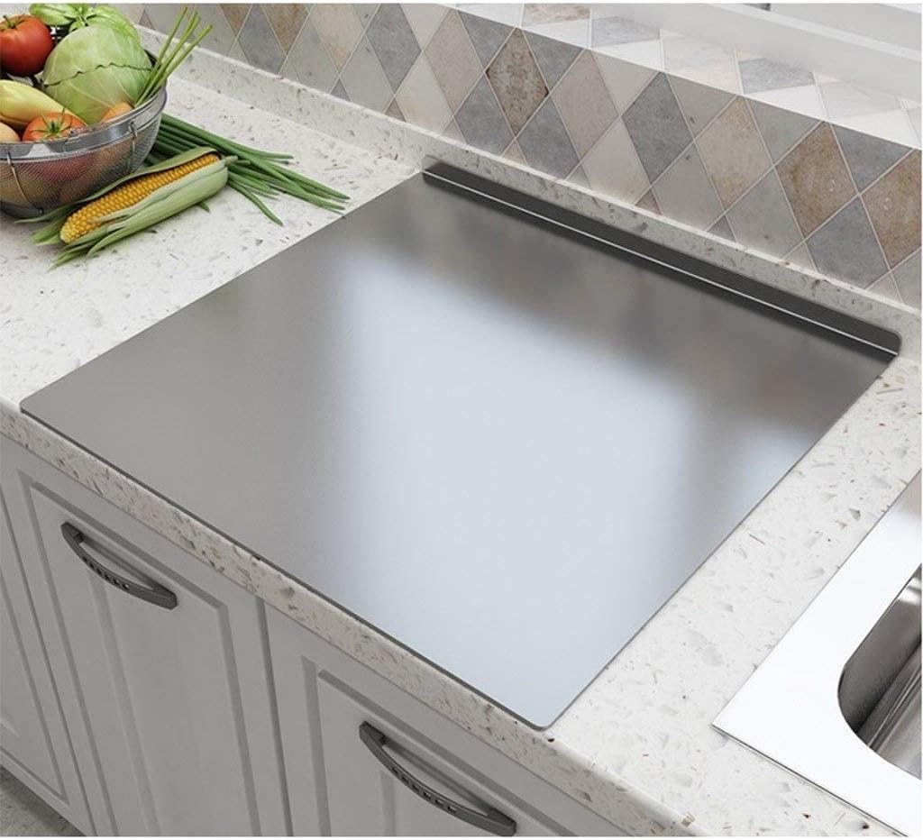Tabla de cortar grande de acero inoxidable para cocina, resistente para carne, verduras y pan, tamaño extragrande, 60 x 60 cm