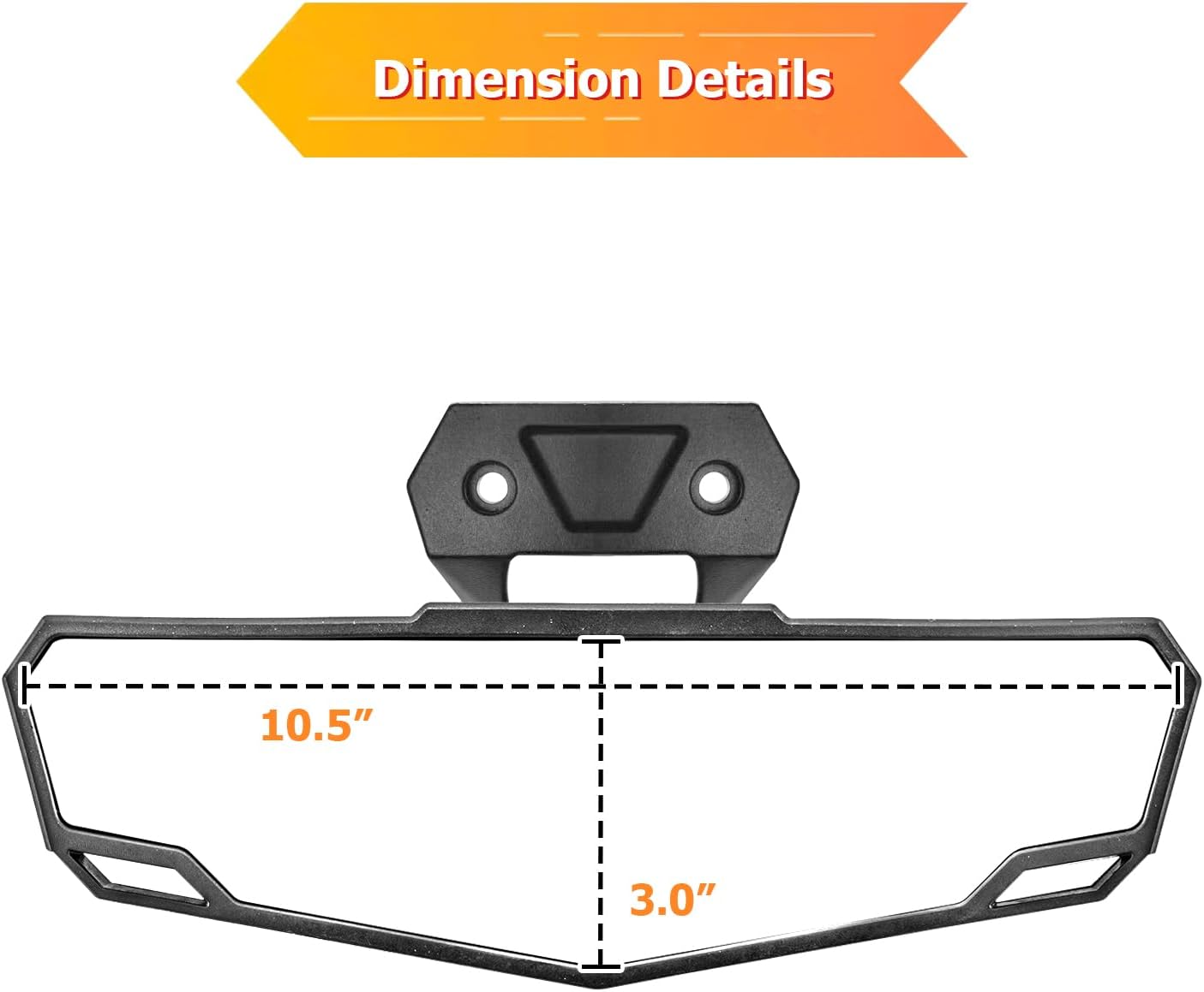 WeiSen 10.5 "x3.0" UTV Center Rear View Mirror Adjustable Convex Race Mirrors Compatible with Polaris RZR PRO XP 2/4 Turbo R/4 Trail S 2020-2025#2883763
