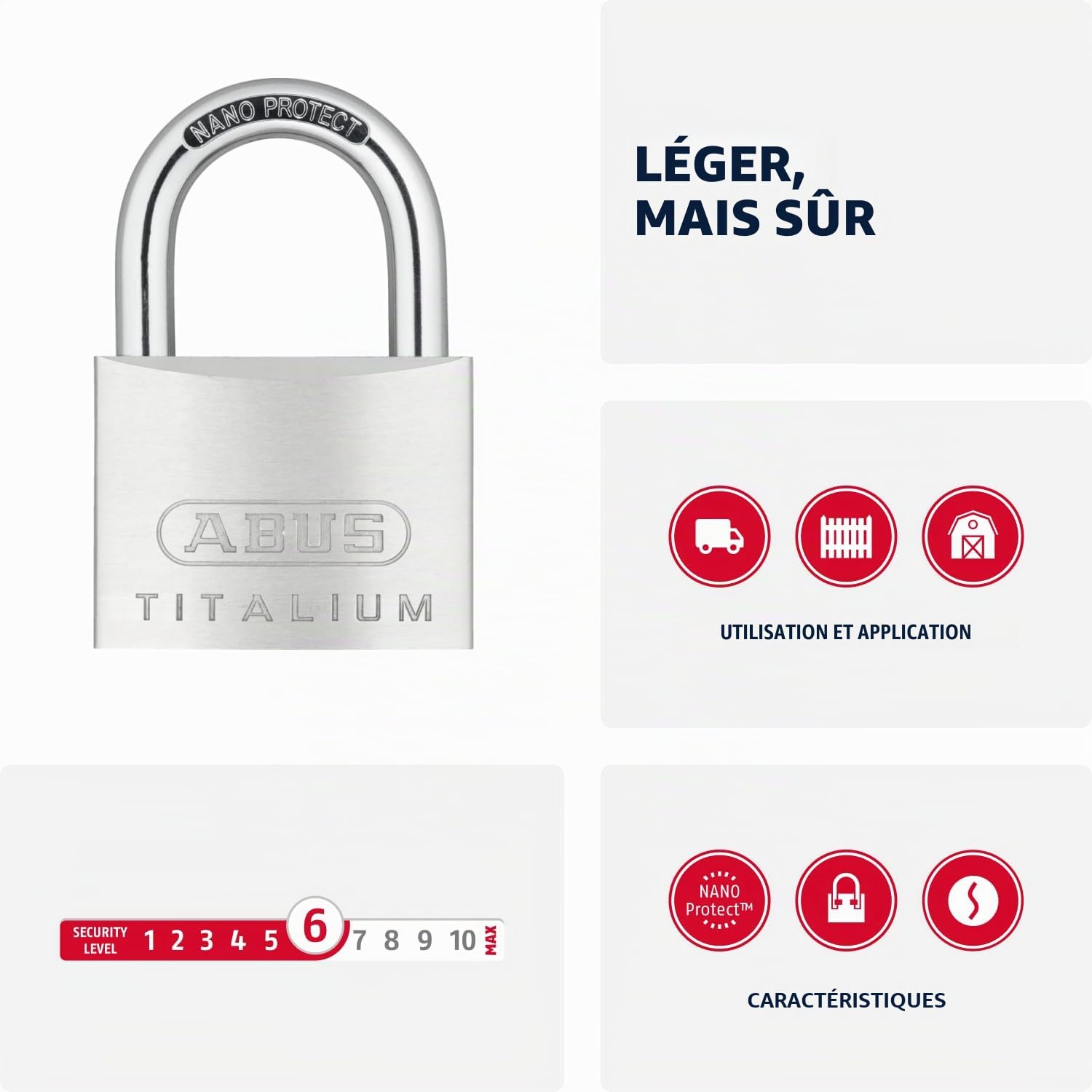 Cadenas 64 Titalium ABUS - 60 x 90.5 x 19 mm - entrouvrant - 64TI/60 KA