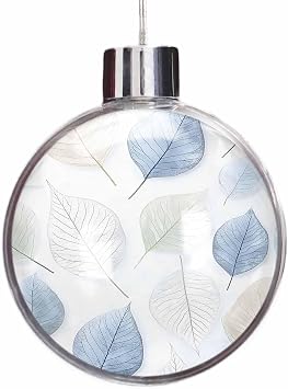 Christmas Balls Ornament for Xmas Tree Hanging, Blue Sage Green Leaves Clear Ornaments for Crafts Fillable, Spring Botanical Watercolor 3.5" Ball Christmas Tree Wedding Party Decorations
