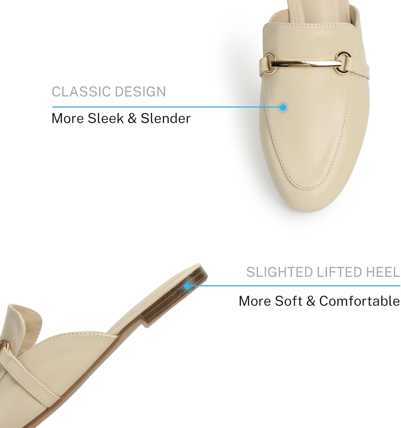 MUSSHOE Mules for Woman Buckle Flats Comfortable Slip on Women Mules Flats Shoes Backless Loafers - Image 2