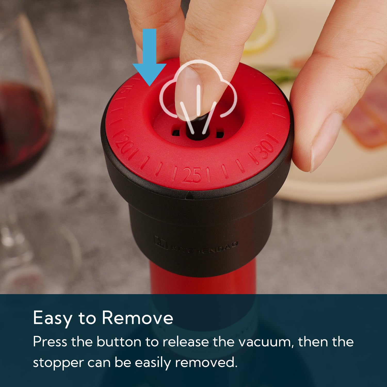 Tapón de vino al vacío 2 en 1, bomba de ahorro de vino integrada con marcador de fecha, tapones selladores de vino para mantenerse frescos, conservador de vino reutilizable, fácil de 5