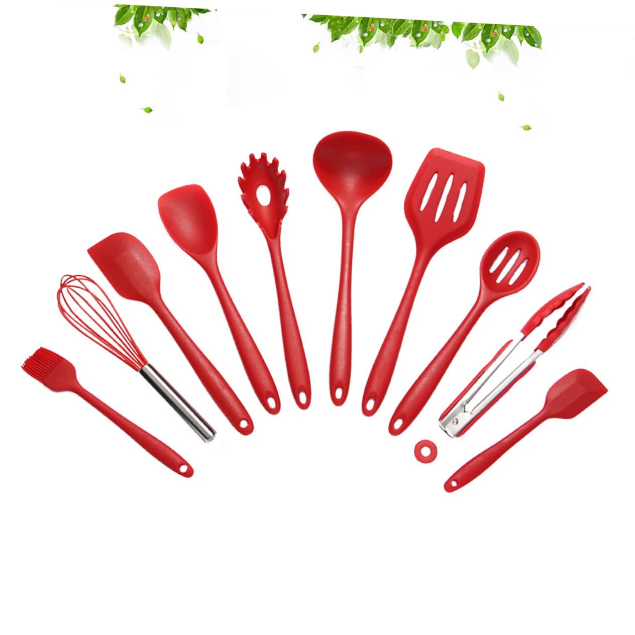 Set Utensili Cucina in Silicone Rosso 10 Pezzi Antiaderente