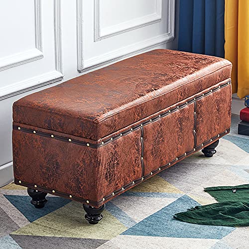 Banco Lift Top Stora, reposapiés moderno de piel sintética, asiento rectangular para sala de estar y dormitorio, muebles elegantes de color amarillo marrón, 40 x 40 x 45 cm