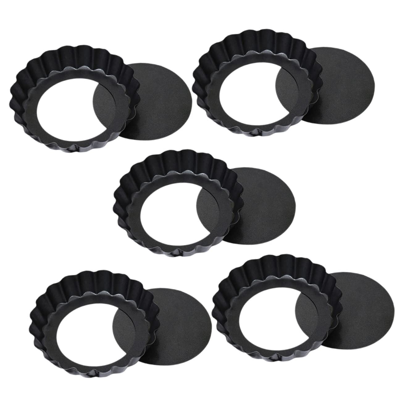 Cabilock 1set Nonstick Egg Tart Fluted Tart Tins for Baking Removable Bottom Easy to Clean for Desserts and Family Gatherings 5pcs