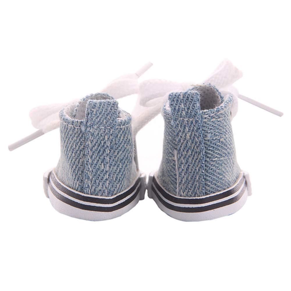 Doll Shoes, 14 Inch Doll Canvas Shoes Trainers Sneakers Dolls Accessories for 14'' Baby Dolls, Navy - Image 3