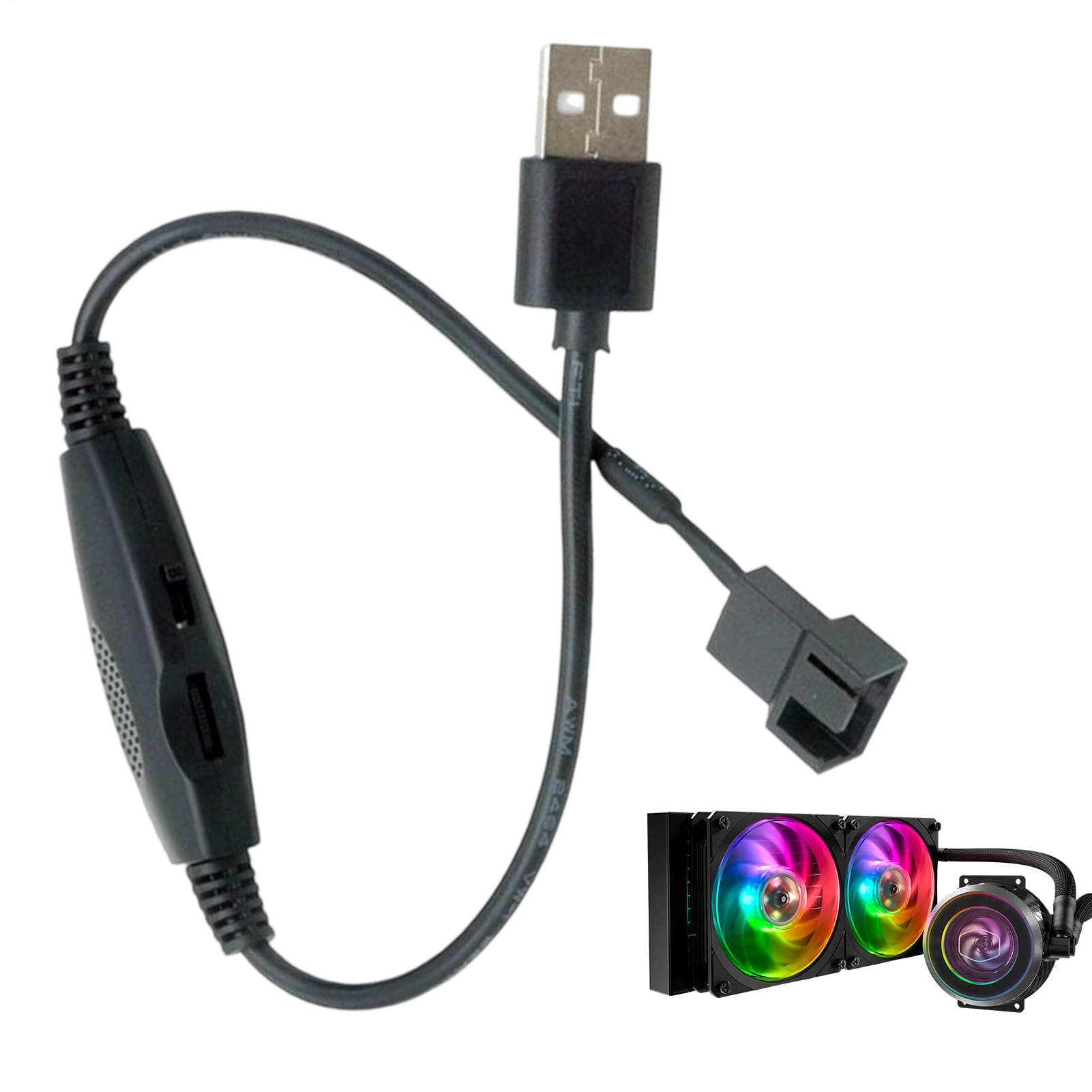 Kontroler Wentylatora USB,Konwerter USB PWM 3/4-pin | Regulator Prędkości Obrotów Wentylatora - Przeznaczony do użytku w komputerach stacjonarnych urządzeniach elektronicznych systemach
