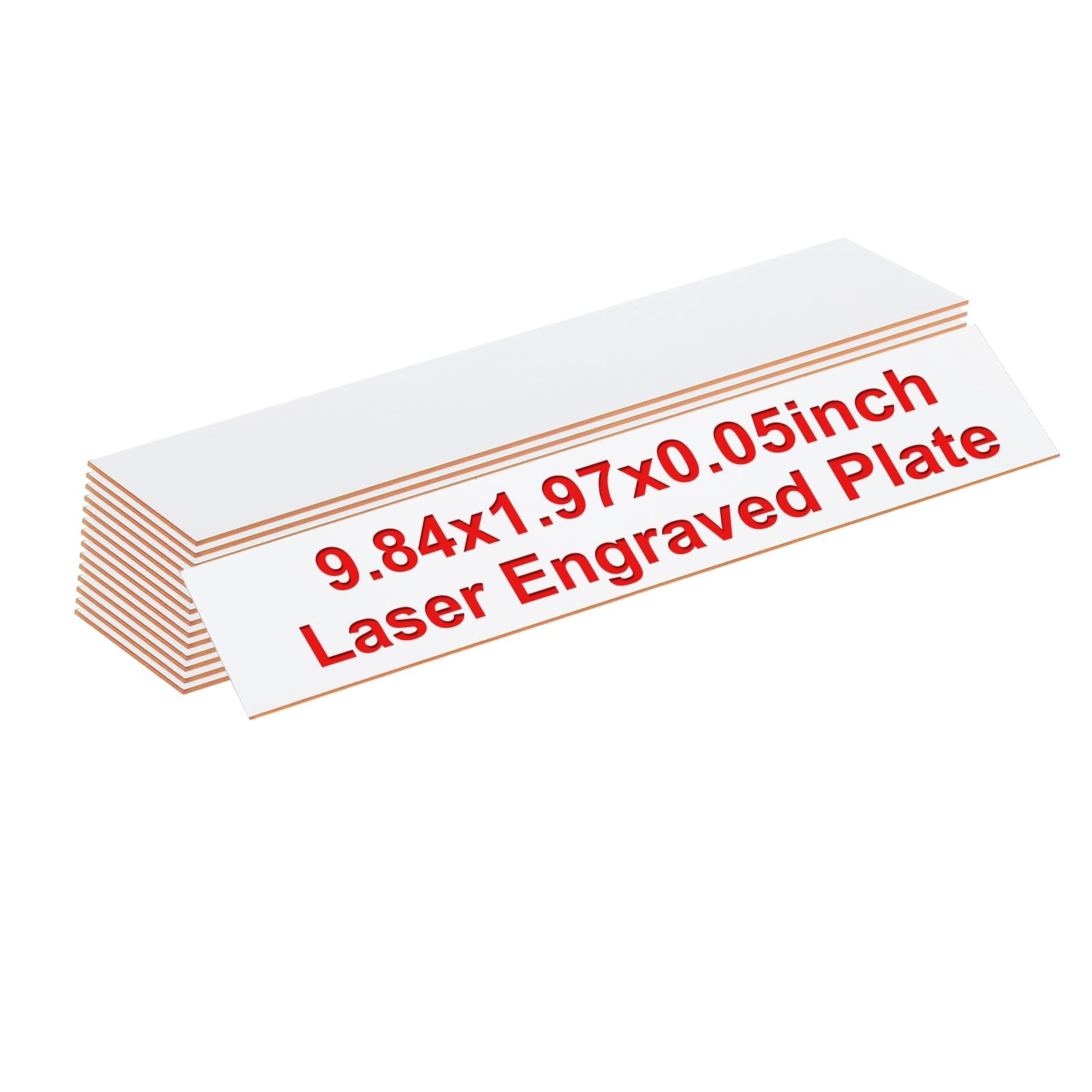PATIKIL Blank Name Plates, 9.84x1.97" Engraved Name Plates Name Plate Personalized Custom Door Signs Desk Tags for Office Classroom, White with Red Letter, 15 Pcs