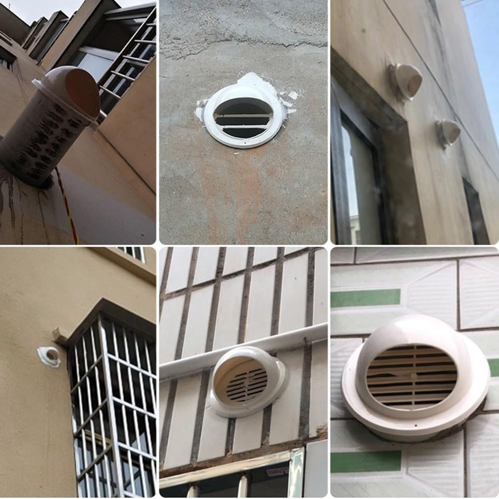 Kitchen Air Vent Plastic Soffit Vents Weatherproof Wall Vent Cap Built-in Screen Mesh, Ventilation Beautify The Wall