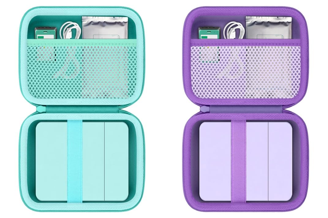 Khanka Custodia per mini stampante Nelko PP01 - Verde menta + Viola