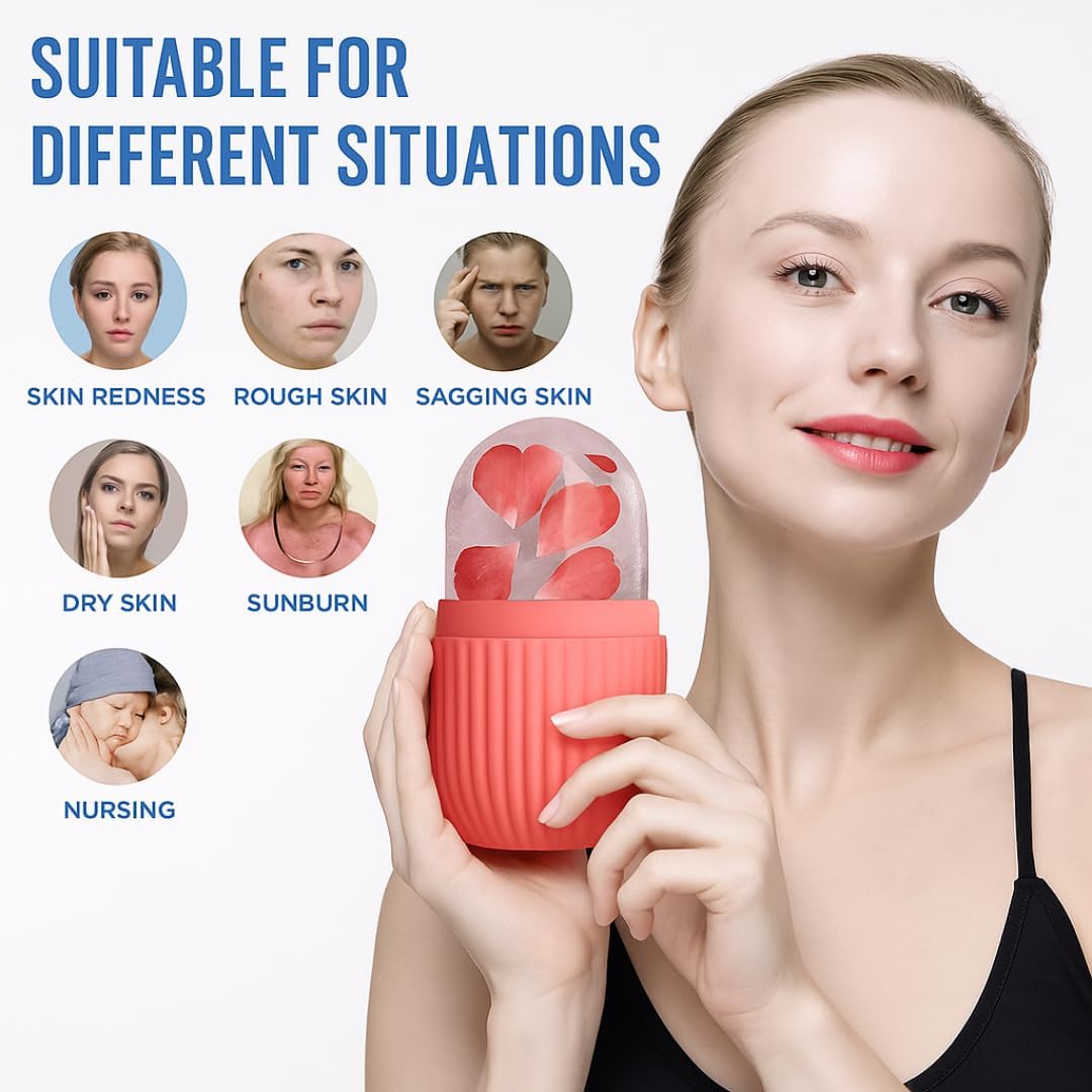 K2P Face Ice Roller for Men & Women – Reusable & Unbreakable Face Massager for Glowing Skin, Puffy Eyes & Relaxation – Ice Cube Roller for Skin Care (Multicolor)