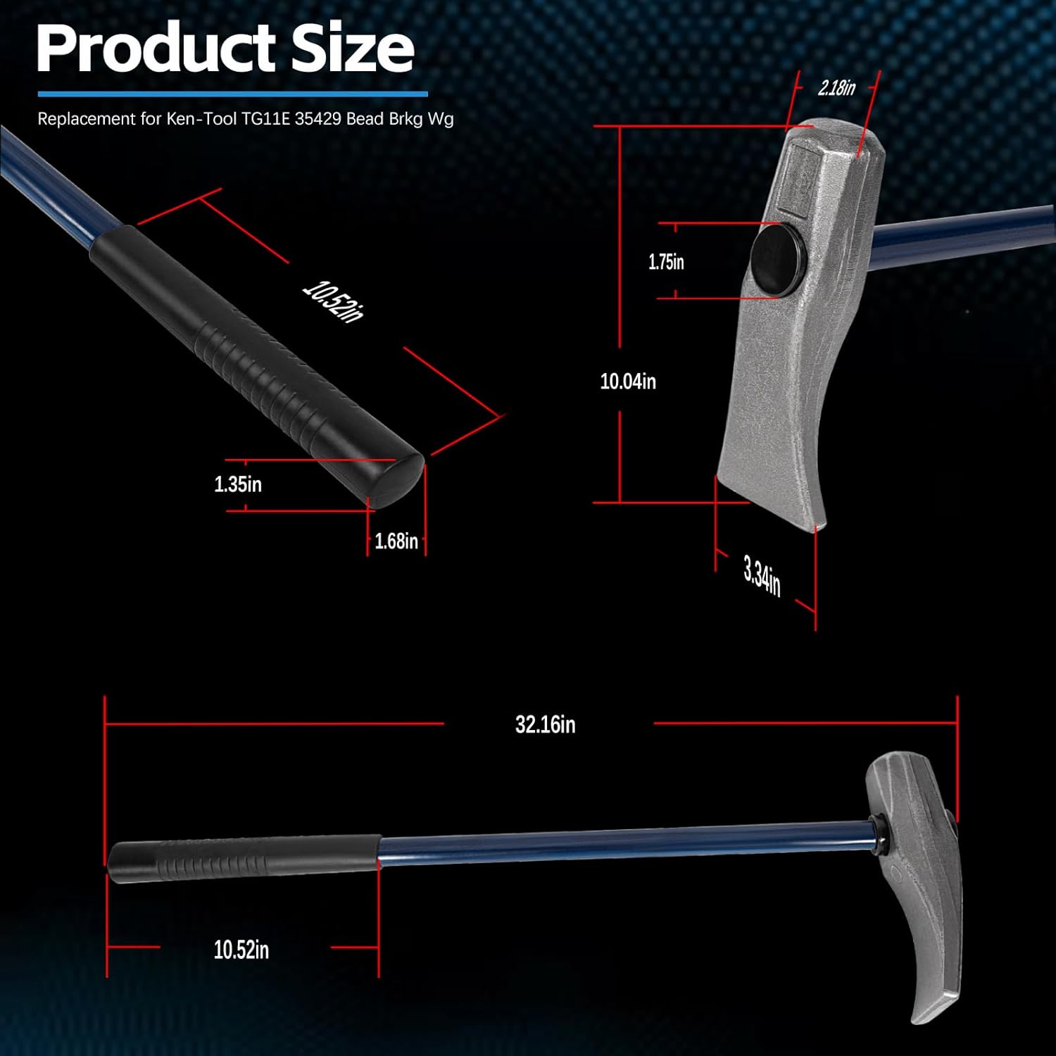 Sunluway Tire Bead Breaker Wedge Replacement for Ken-Tool 35429 Bead Brkg Wg, 32 in, STL, Duck-Billed Tire Hammer for Passenger Car, Truck, SUV, ATV, Motorcycle, Bus, Farm Tractor, Aircraft Tire