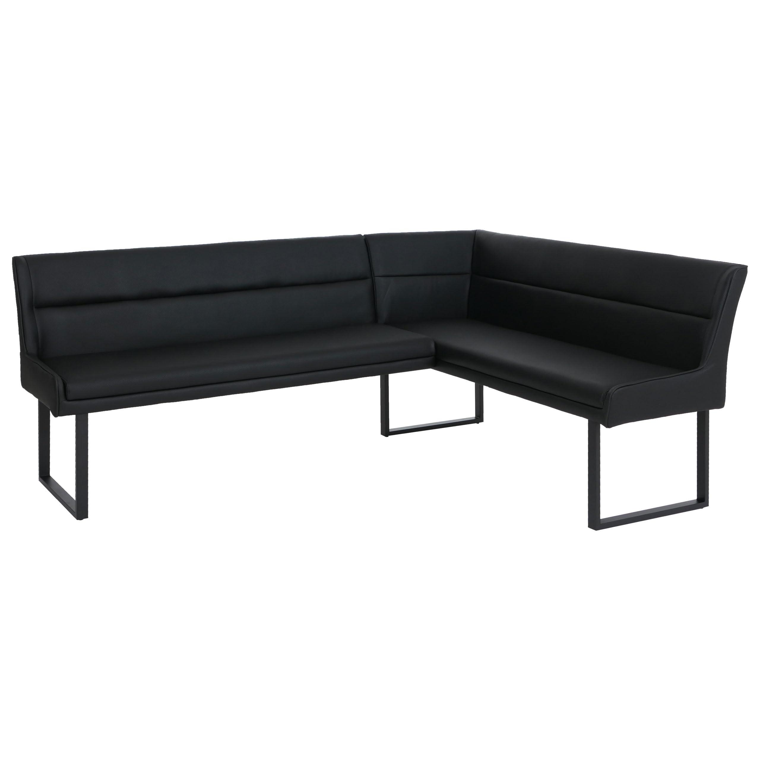 Eckbank HWC-O81, Esszimmerbank Bank, Kunstleder Metall 209x158cm - schwarz