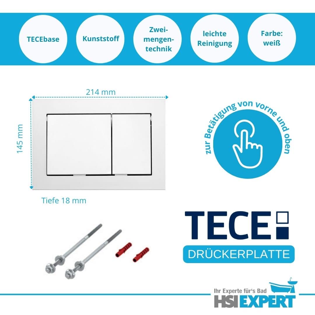 TECE Vorwandelement mit V&B Architectura, DirectFlush, Spülrandlos mit LotusClean Beschichtung, Absenkautomatik, Drückerplatte, WC Deckel