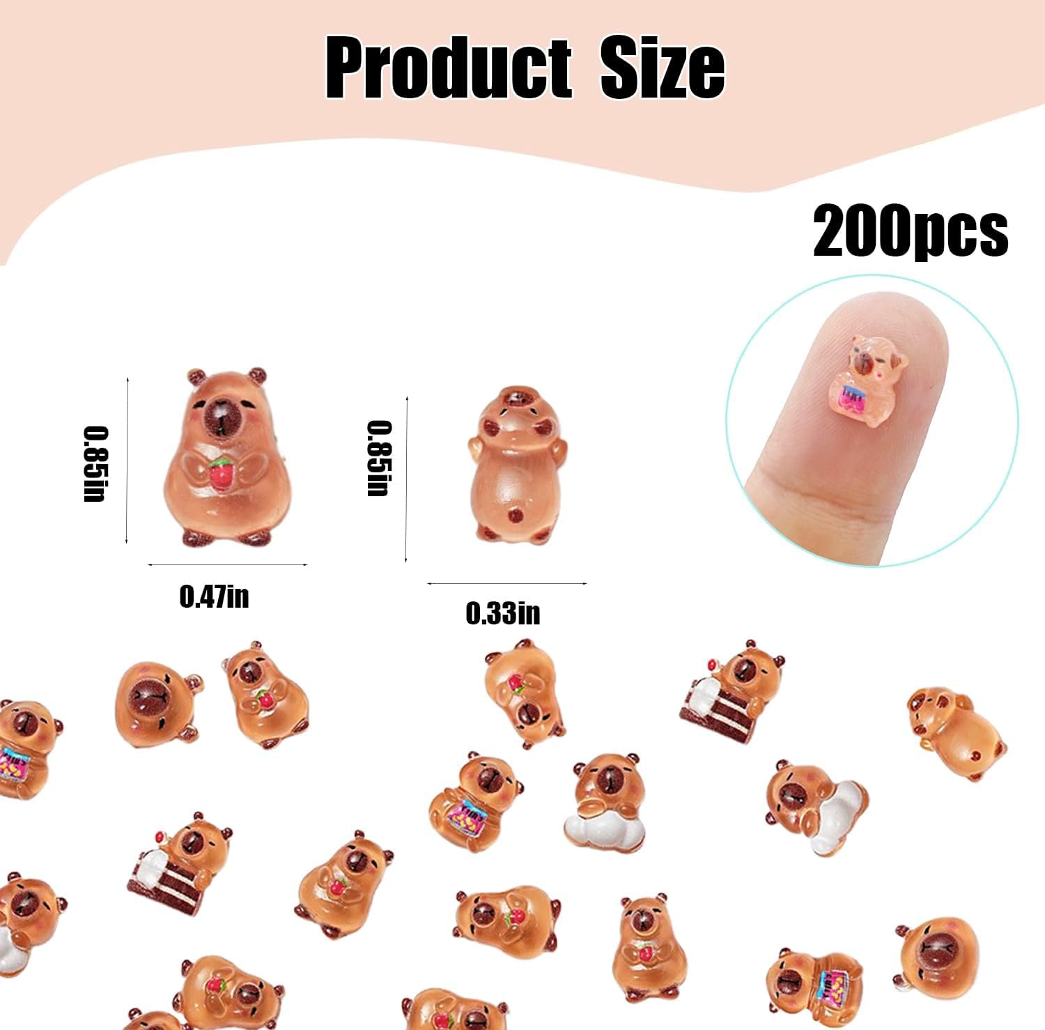 UPCSKDA 200PCS Mini Resin Animals Miniature Capybara Little Figures for DIY Craft Micro Landscape Fairy Garden Aquarium Dollhouse Potted Plant Decoration (Capybara) - Image 3