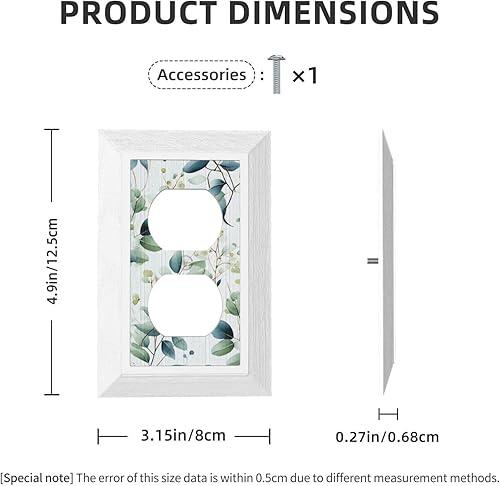 Miniatura 5 de Cubierta de interruptor de luz de hoja de eucalipto verde, cubierta de interruptor de luz de 1 banda, cubierta decorativa de pared para receptáculo,