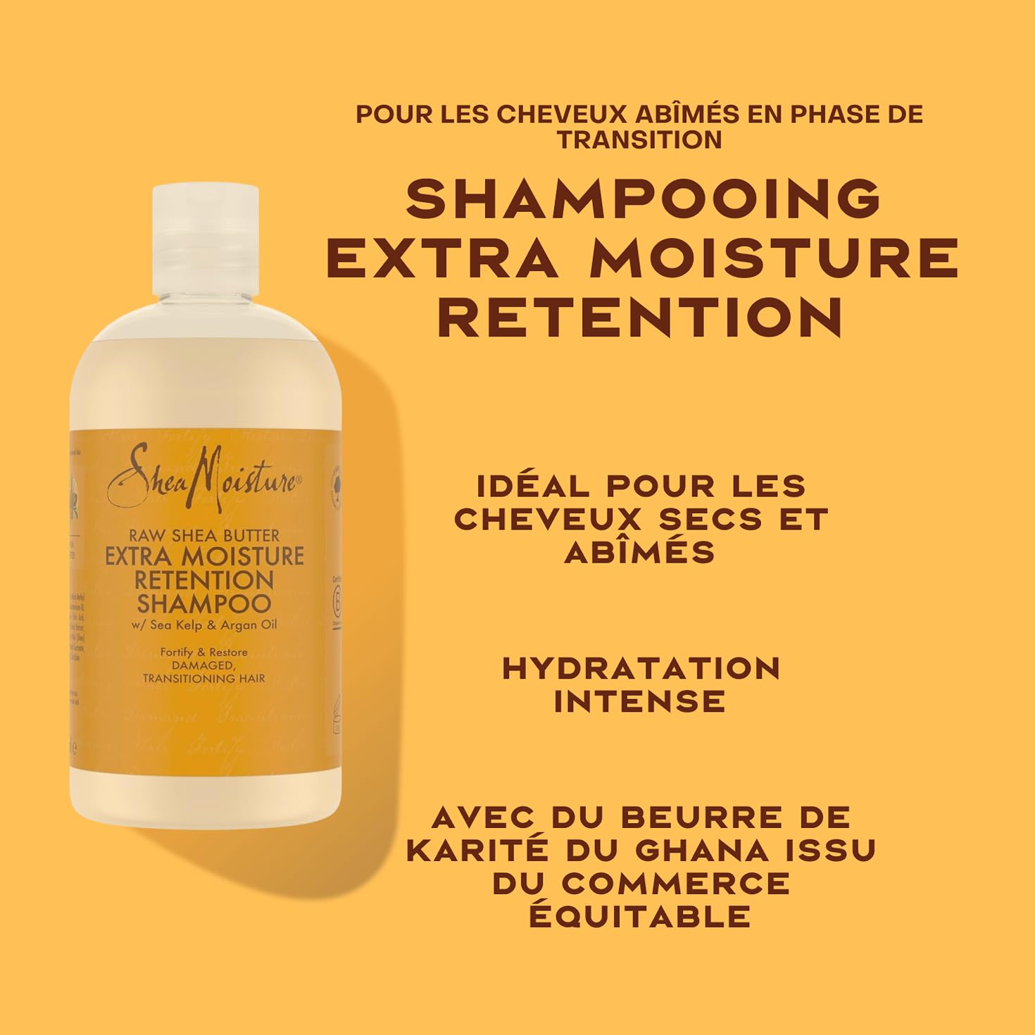 SheaMoisture Shampooing, Après-shampooing et Masque de Traitement en Profondeur pour cheveux abîmés Beurre de Karité Brut Shampooing 1x384 ml, Après-shampooing 1x384 ml, Masque de traitement 1x355 ml