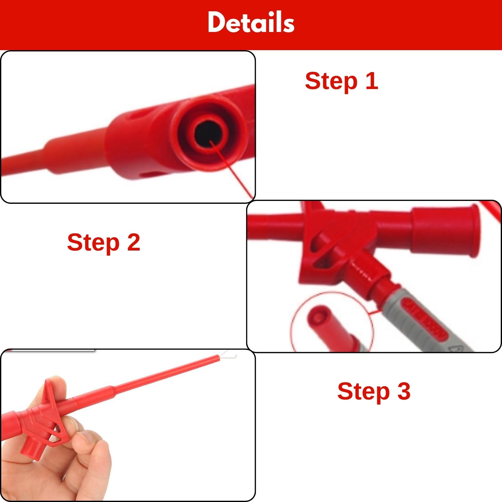 Jadeshay Sonde de Test Multimetre, 2 Pièces Pince Crocodile Multimetre Flexible Haute Tension isolée Pince de Crochet de Test Professionnel Rapide P-5004