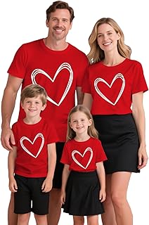 Qskall Valentines Shirts for Family Couples Matching Valentine T-Shirt Mommy and Me Heart Graphic Tee Tops