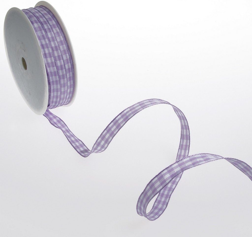 Deko und Band Lilac 12 mm 50 m Roll – 64098 12 Checks Ribbon with Wired Edge 40