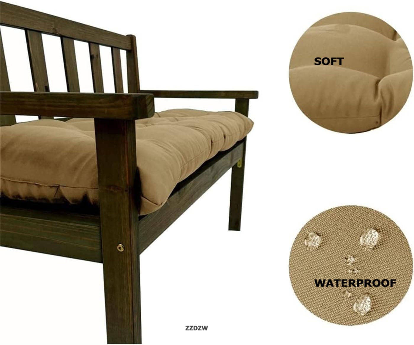 Cuscino Impermeabile per Panca da Giardino con Cinghie Antiscivolo,Cuscini Ideale per Panchine Interne Ed Esterne, Cushion Divano Sedie A Dondolo E Sedie A Dondolo(Verde,60x150cm)
