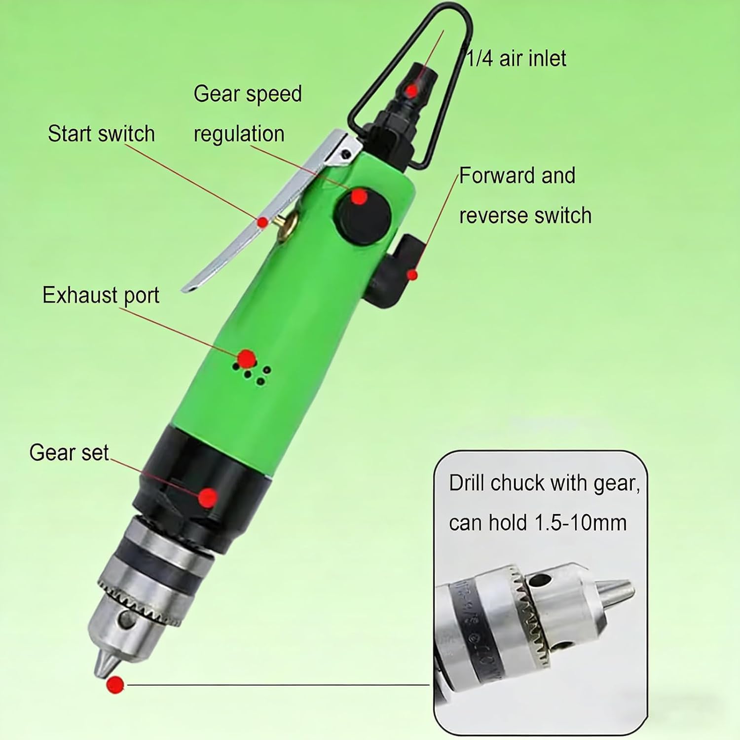 Máquina taponadora neumática de mano, velocidad ajustable de 2500 RPM, para sellado de botellas de plástico de 10 a 50 mm