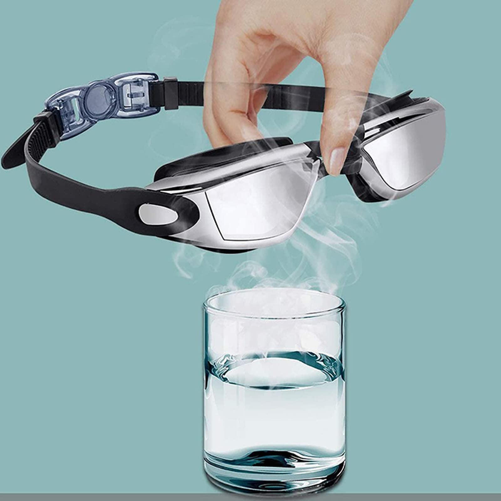 Schwimmbrille, verstellbar, Anti-Beschlag, Anti-Auslaufen, UV-Schutz, weiches Silikon, Nasenbrücke, Schwimmbrille