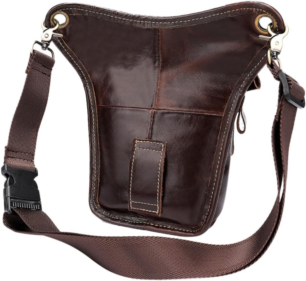 Mikinona Vintage Genuine Waist Bag for Men Outdoor Sports Hunting Storage Pouch Small Phone and Key Holder Featuring Front Waist Design Comfortable and Stylish Coffee Sling Bag