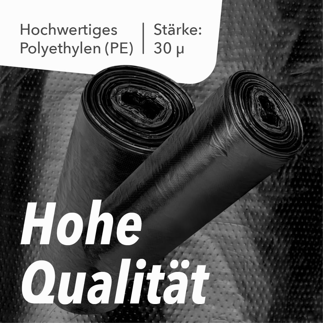 G.I.V. Stabile reißfeste Müllbeutel 10x 120L Fassungsvolumen 30 µ - 20 Stück pro Rolle - schwarze Abfallsäcke 70x110cm flüssigkeitsdicht & recyclingfähig - Restmüll in Haushalt, Gastronomie, Industrie