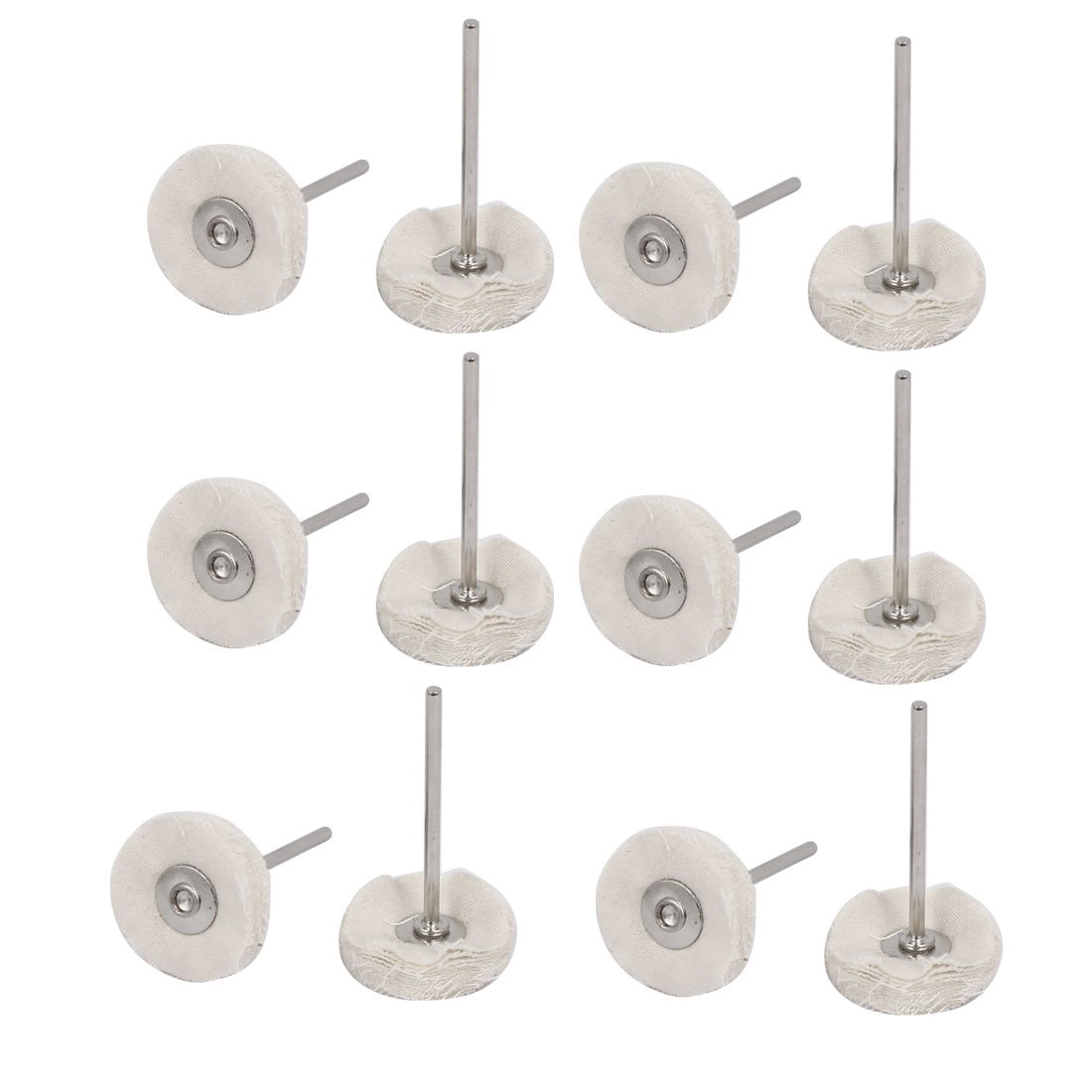 Uxcell White/Silver Sourcingmap 25Mmx2.3mm Cloth Wheel 2.3Mm Metal Shank Polishing Buffing Mop Polisher 12Pcs