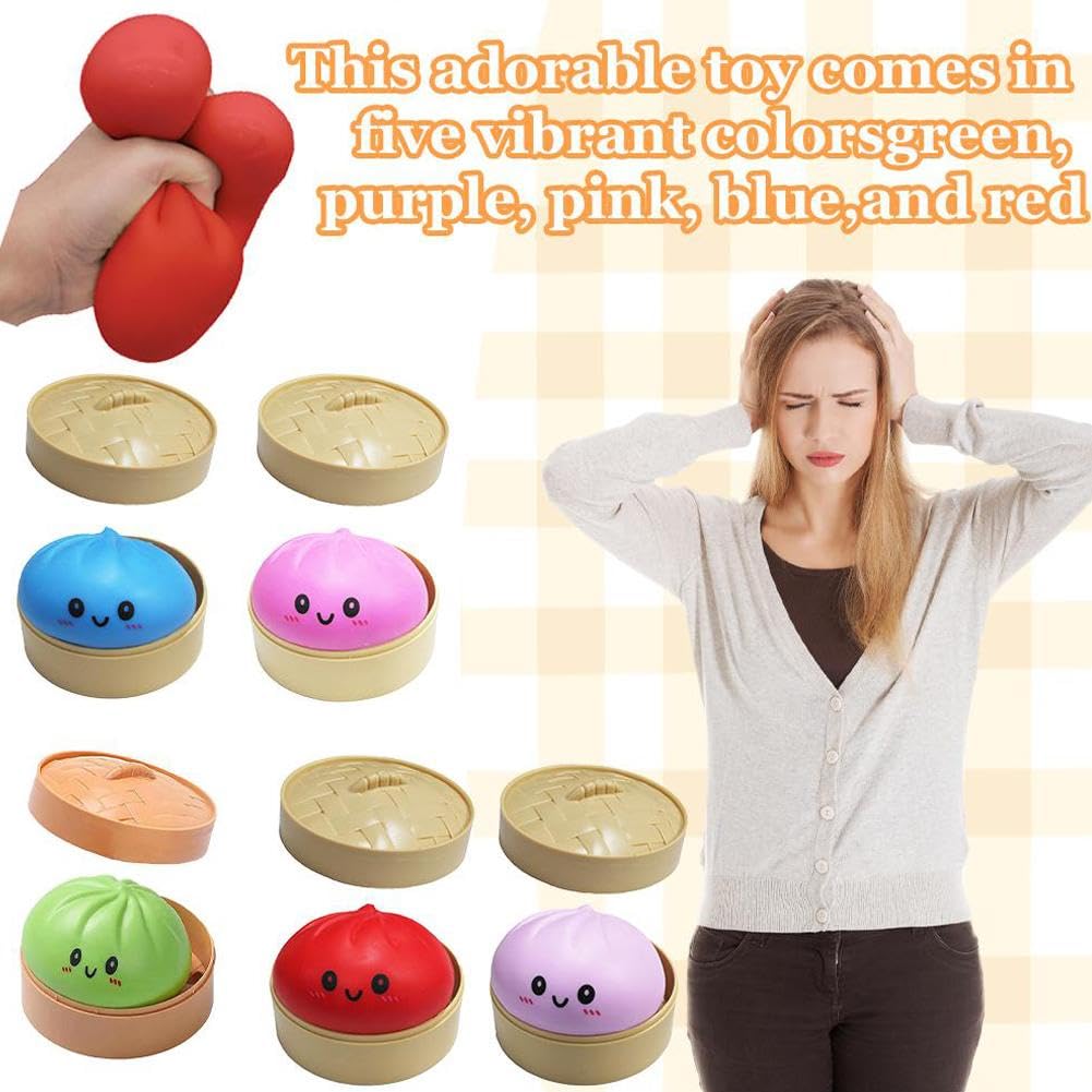 Dumpling Squishies,Glitter Dumpling Squishies, 2026 New Dumplings Mystery Steamer Box - 10 Colors Random Mystery Gift Box, Squeeze Dough Ball Stress Relief Hand Toys with Food Steamer — view 3
