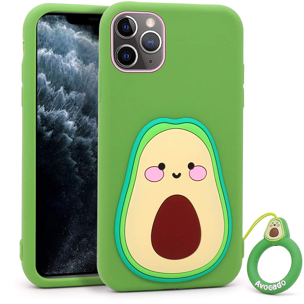 Amazon Com Megantree Cute Iphone 11 Pro Max Case Funny Fruit Avocado Shaped Soft Silicone 3d Cartoon Full Protection Shockproof Back Cover Cases Skin For Girls Kids Boys Women Cell Phones