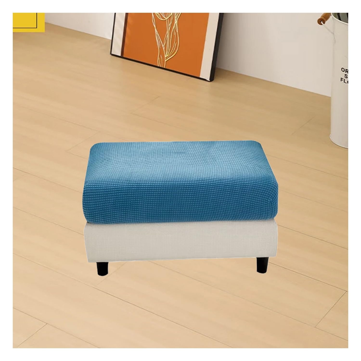 ILiemao Super Stretch Soft Fit Ottoman Cover Slipcover Square/Rectangular for Foot Stool 20x27in/50x68cm 18x22in/45x55cm Furniture for Living Room with Elastic Bottom，Washable(G8,30-40 cm/12-16 in)