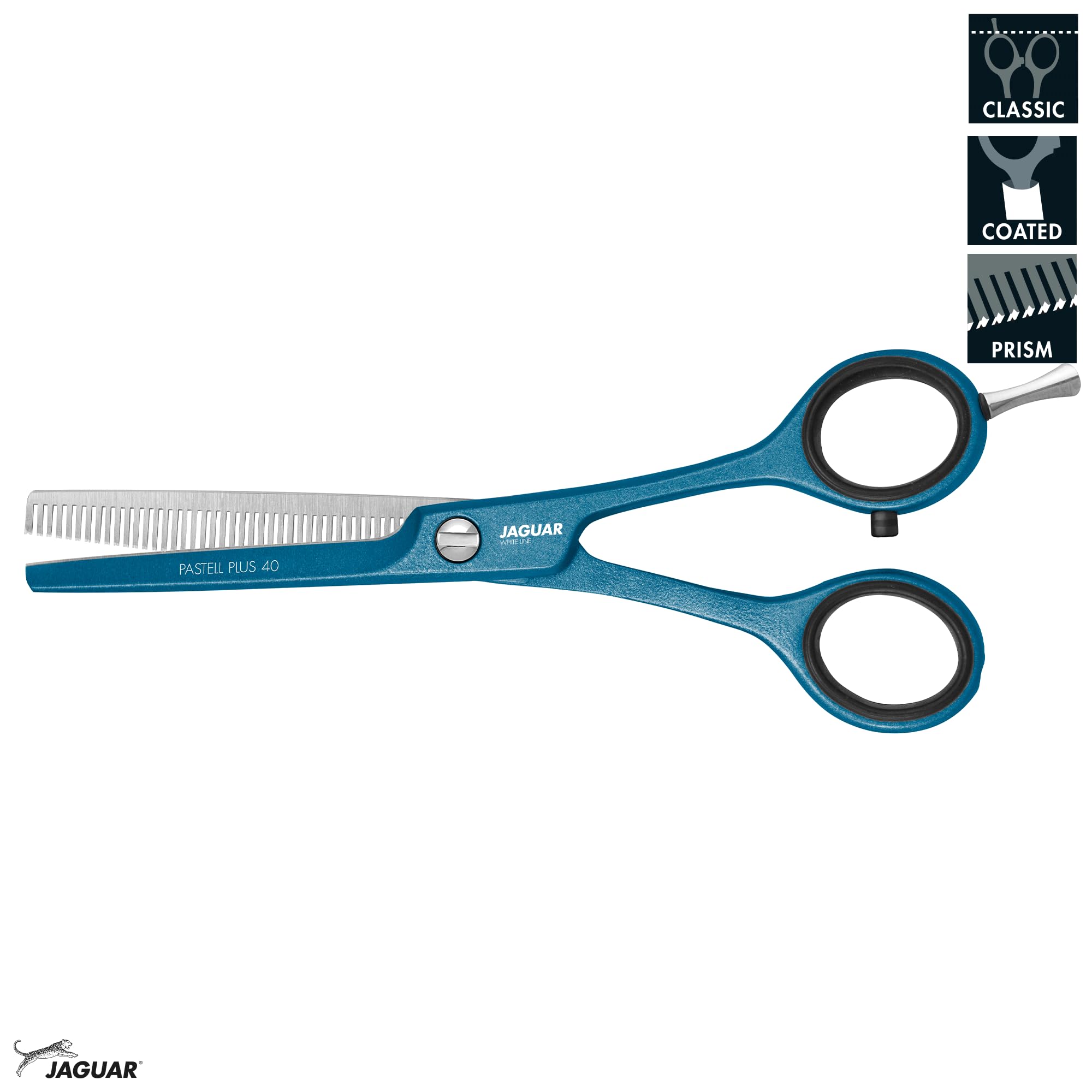 JAGUAR Forbici da modellatura PASTELL PLUS Atlantic Classic 40 5,5" | Forbici da texturizzazione con 40 denti sfolti a taglio prismatico | Rivestimento metallico antiallergico | Prodotto in Germania