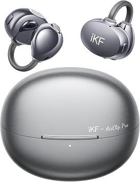 iKF Open Ear Clip-On Earbuds, 60H Playtime, LDAC Hi-Res, Secure Fit