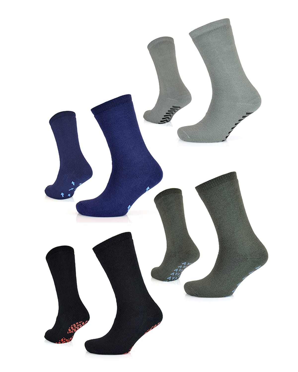 Undercover Men's Multi Rjm Non Slip Slipper Socks With Grips 4 Pack