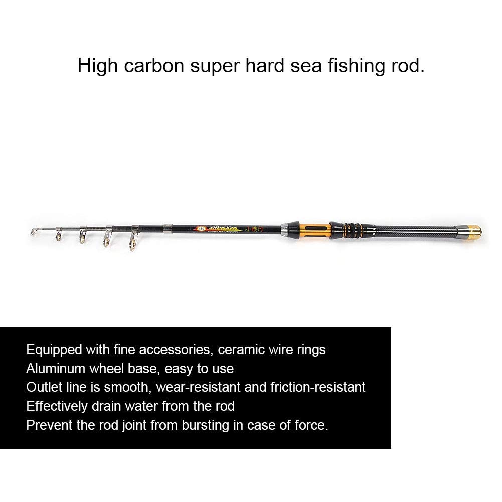 Canna da Pesca Telescopica 1.8M in Carbonio con Anelli in Ceramica per Mare e Lago Pesca Sportiva Outdoor Portatile Compatta