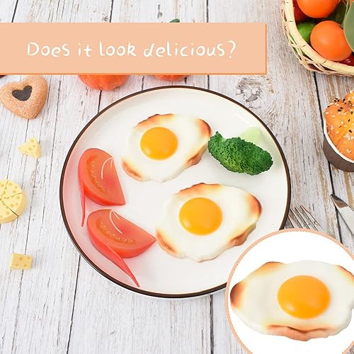 Miniatura 2 de Simulación de huevo frito falso, juego de alimentos artificiales, modelo de comida, decoración de cocina, 2 piezas