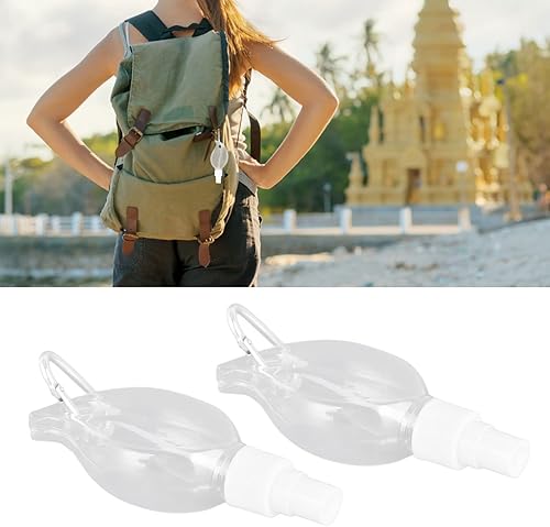 Miniatura 6 de Recipiente vacío para líquidos, reutilizable de 1.7 fl oz, llavero vacío, botella de viaje, portátil, transparente para la mano (hoja de arce en