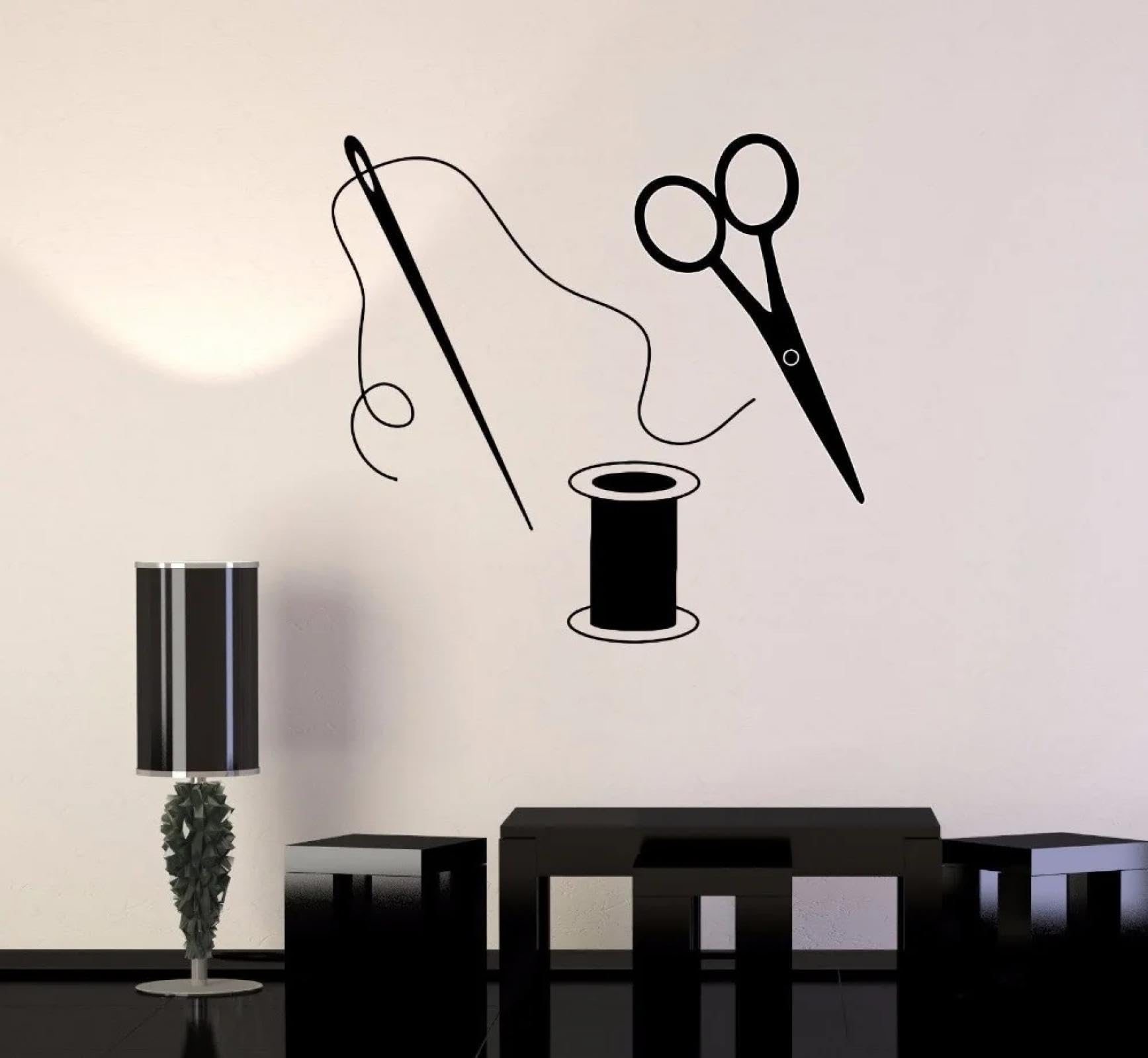 Scissors wall Decal Home Decor Detachable Sewing Tailor wall Decal Fashion Designer Studio Mural/Black