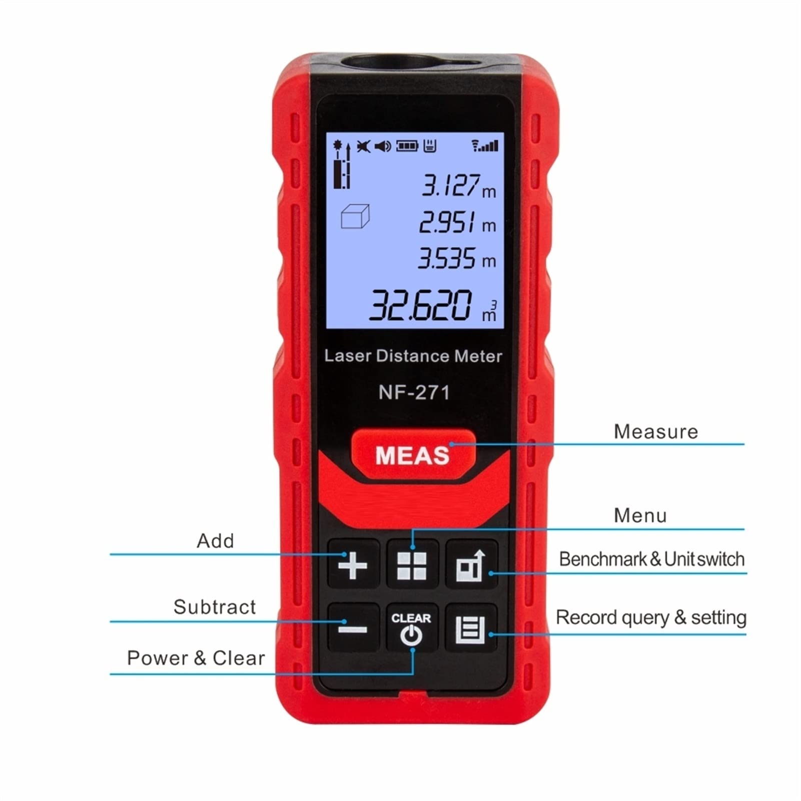Tester kabli sieciowych Odległość Miernik elektroniczny cyfrowy dalmierz Linijka dalmierzem urządzenie pomiarowe Tape NF-271 50M 70M dla telefonu, Ethernetu i wideo(Size:40m)