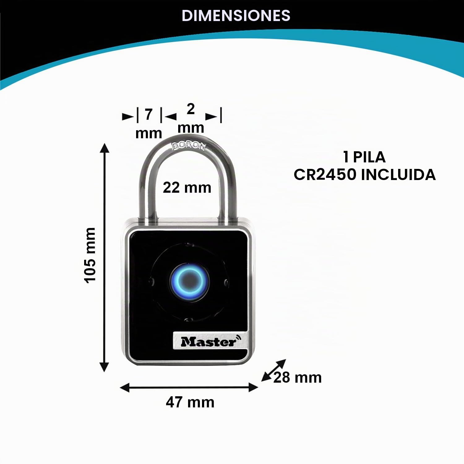 Master Lock 4400EUREC Candado con conexión Bluetooth para uso privado o profesional, Interior, Acceso Bluetooth con su smartphone