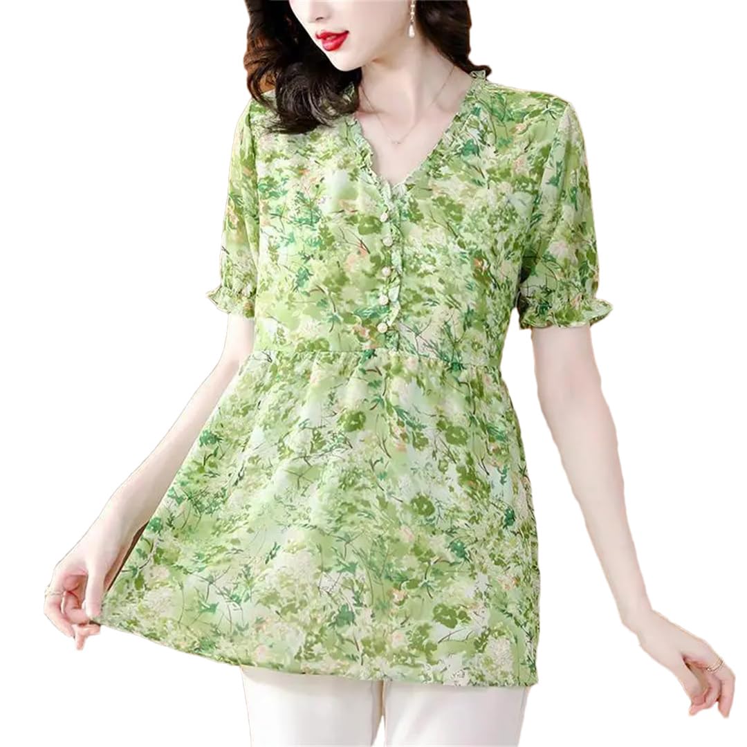 Camicette da donna estive casual retrò floreale peplo camicette