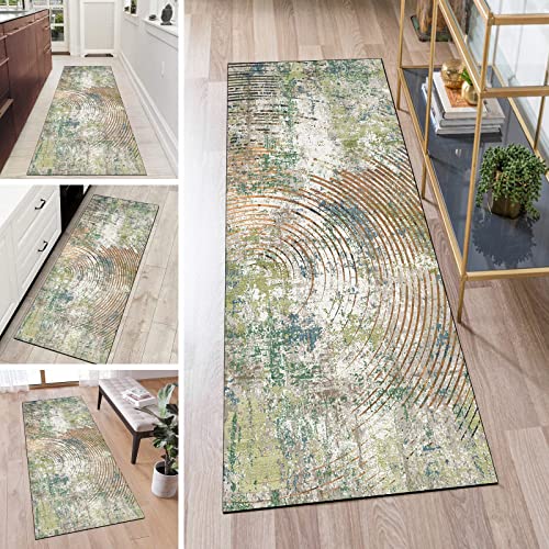 Tapis de couloir antidérapant lavable de taille personnalisable marron et vert - 2