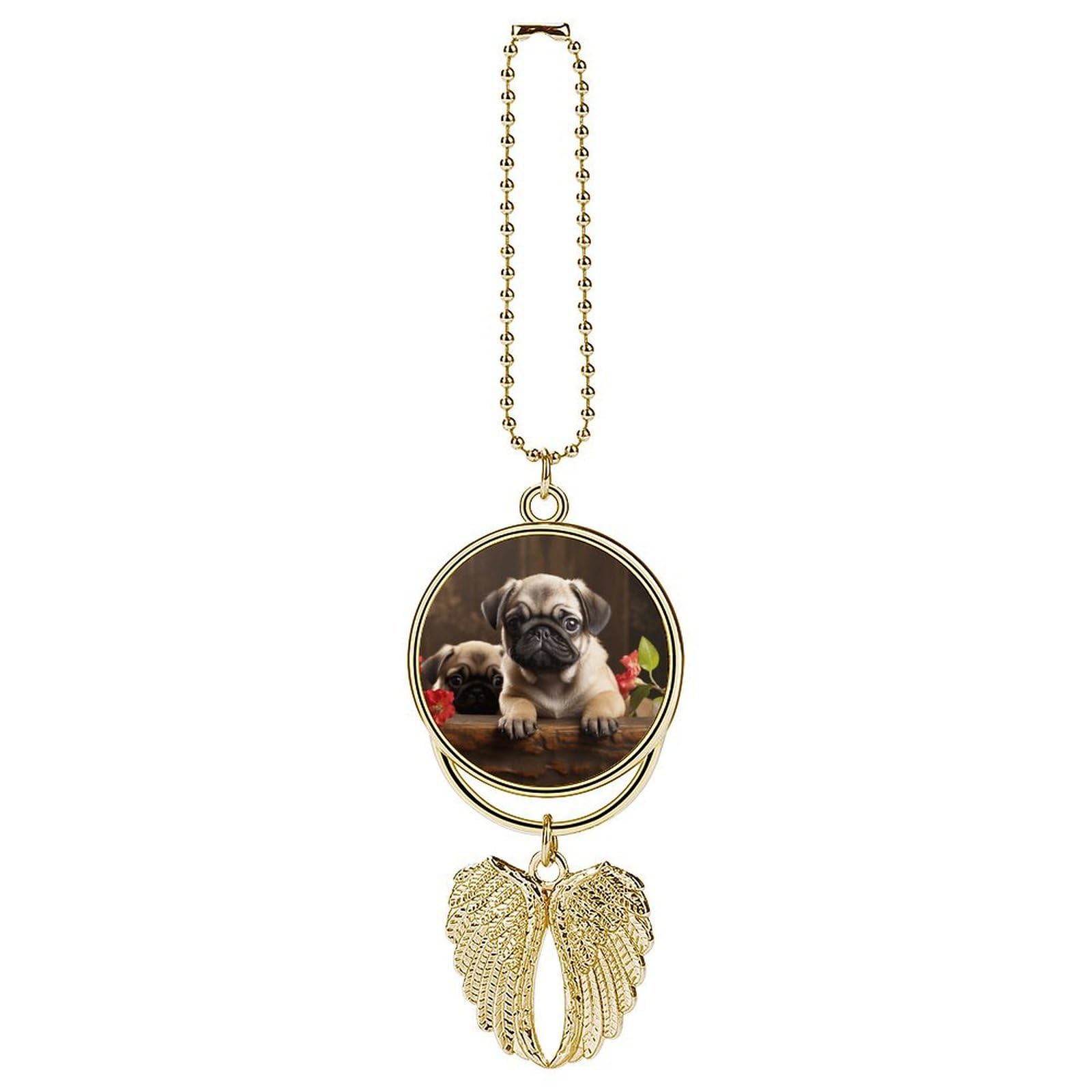 Puppys Pug Car Pendant Personalized Car Hanging Ornament Auto Rear View Mirror Hanging Decoration Accessories Metal Cars Interior Ornament for Most Cars Truck SUV