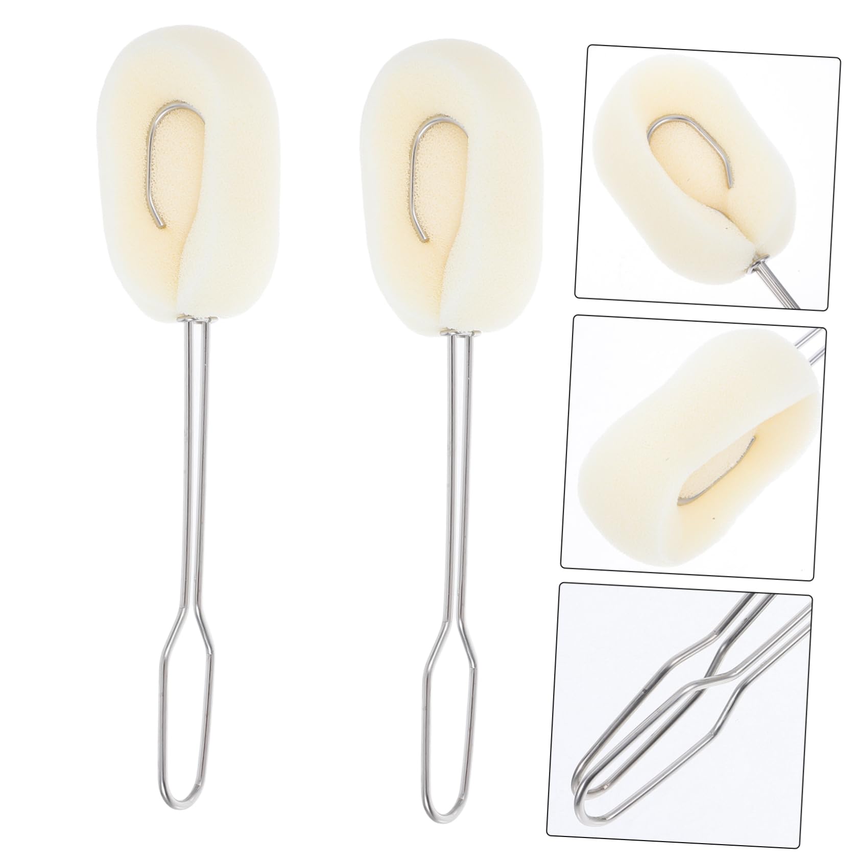 Homoyoyo Lot de 2 Goupillons pour Biberons et Gobelets, Manche en Acier Inoxydable, Tête Souple en Pu, Cuisine